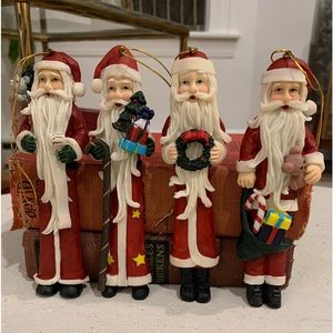 Vintage SANTA RESIN ORNAMENTS LOT OF 4 BEAUTIFUL SANTA FACES 6 INCHES TALL